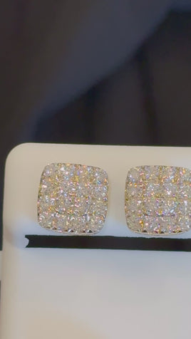 1.74 CARAT STERLING SILVER GOLD PLATED 10 MM CERTIFIED LAB GROWN DIAMONDS STUDS EARRINGS