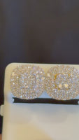 
              2.17 CARAT CERTIFIED LAB GROWN DIAMONDS 14 MM STERLING SILVER GOLD PLATED STUDS EARRINGS
            