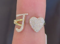 
              10K YELLOW GOLD .25 CARAT WOMENS NATURAL DIAMOND HEART & LETTER INITIAL J RING
            