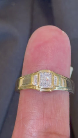 10K YELLOW GOLD .10 CARAT NATURAL DIAMOND MEN RING BAND