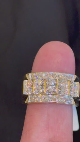 10K YELLOW GOLD 1.75 CARAT NATURAL DIAMOND ENGAGEMENT RING WEDDING PINKY BAND