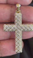 
              1.10 CARAT CERTIFIED LAB GROWN DIAMONDS STERLING SILVER GOLD PLATED 1.85 INCHES CROSS PENDANT
            