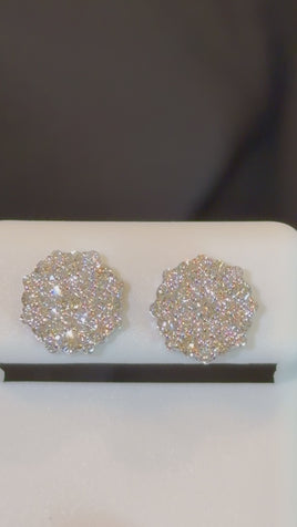 1.13 CARAT CERTIFED LAB GROWN DIAMONDS STERLING SILVER 10 MM STUDS EARRINGS