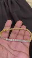 
              2.36 CARAT CERTIFIED LAB GROWN DIAMONDS STERLING SILVER GOLD PLATED 8.50 INCHES 4 MM BRACELET
            