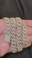 
              5.75 CARAT NATURAL DIAMONDS STERLING SILVER 22 INCHES 182.62 GRAMS 14 MM CUBAN LINK FANUC CHAIN NECKLACE
            
