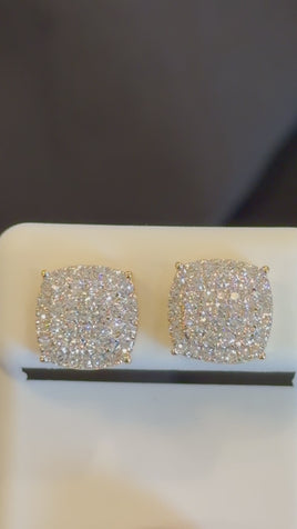 .46 CARAT CERTIFED LAB GROWN DIAMONDS STERLING SILVER GOLD PLATED 10 MM STUDS EARRINGS
