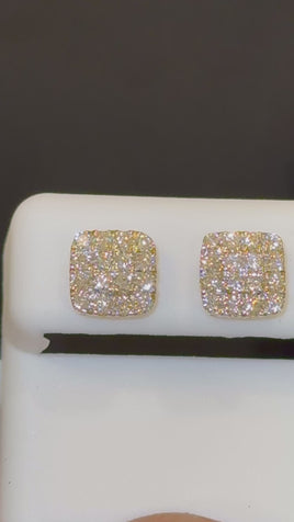 1 CARAT STERLING SILVER GOLD PLATED 8 MM CERTIFIED LAB GROWN DIAMONDS STUDS EARRINGS