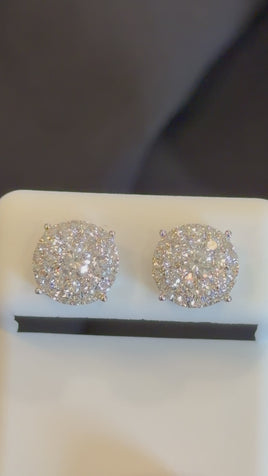 1.08 CARAT CERTIFED LAB GROWN DIAMONDS STERLING SILVER 10 MM STUDS EARRINGS