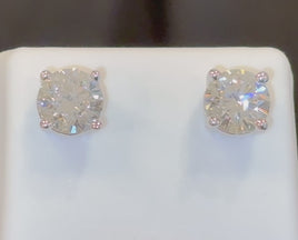 10K WHITE GOLD 4.14 CARAT 9 MM CERTIFIED LAB GROWN DIAMONDS STUDS EARRINGS
