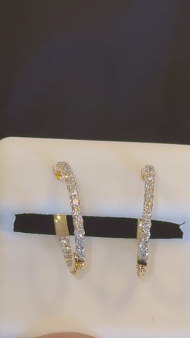 14K YELLOW GOLD .75 CARAT 18 MM EGL CERTIFIED LAB GROWN DIAMONDS STUDS EARRINGS HOOPS