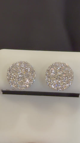 1.10 CARAT CERTIFIED LAB GROWN DIAMONDS 9.5 MM STERLING SILVER RHODIUM PLATED STUDS EARRING