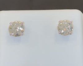 10K YELLOW GOLD 2.14 CARAT 7 MM CERTIFIED LAB GROWN DIAMONDS STUDS EARRINGS