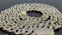 
              10K YELLOW GOLD 17 CARAT REAL DIAMOND 9MM 22 INCHES 63.53 GRAMS GOLD CUBAN & GUCCI LINK CHAIN NECKLACE
            