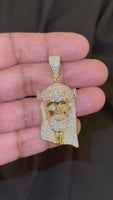 
              4.20 CARAT CERTIFIED LAB GROWN DIAMONDS STERLING SILVER GOLD PLATED 2.25 INCHES JESUS CROSS PENDANT
            