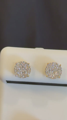 .33 CARAT CERTIFED LAB GROWN DIAMONDS STERLING SILVER GOLD PLATED 7 MM STUDS EARRINGS