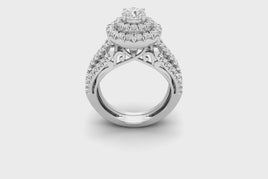 14K WHITE GOLD 2.25 CARAT REAL DIAMOND .55 CARAT SOLITAIRE ENGAGEMENT RING WEDDING BAND BRIDAL SET