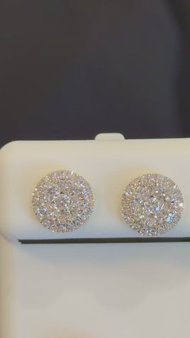 .90 CARAT CERTIFIED LAB GROWN DIAMONDS 9 MM STERLING SILVER GOLD PLATED STUDS EARRINGS