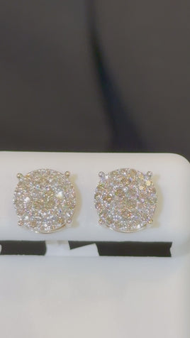 10K YELLOW GOLD .85 CARAT NATURAL DIAMONDS 10 MM EARRING STUDS