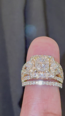 10K YELLOW GOLD 2.50 CARAT WOMEN REAL DIAMOND ENGAGEMENT RING WEDDING BAND RING SET