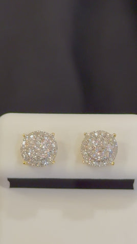 .56 CARAT CERTIFIED LAB GROWN DIAMONDS 7.5 MM STERLING SILVER GOLD PLATED STUDS EARRINGS