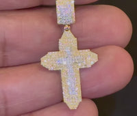 
              10K YELLOW GOLD .50 CARAT 1.50 INCHES NATURAL DIAMOND CROSS PENDANT CHARM
            