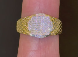 10K YELLOW GOLD .20 CARAT MEN DIAMOND WEDDING BAND BRIDAL ENGAGEMENT RING PINKY