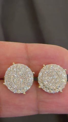 2.72 CARAT CERTIFIED LAB GROWN DIAMONDS 16 MM STERLING SILVER GOLD PLATED STUDS EARRINGS