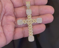 
              10K YELLOW GOLD 3 CARAT REAL DIAMOND 3 INCHES 16.44 GRAMS MEN CROSS PENDANT CHARM CROSS
            