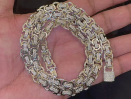 7.16 CARAT STERLING SILVER 22 INCHES 10 MM CERTIFIED LAB GROWN DIAMONDS CHAIN NECKLACE