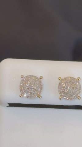 .35 CARAT NATURAL DIAMONDS STERLING SILVER GOLD PLATED 8 MM EARRINGS STUDS