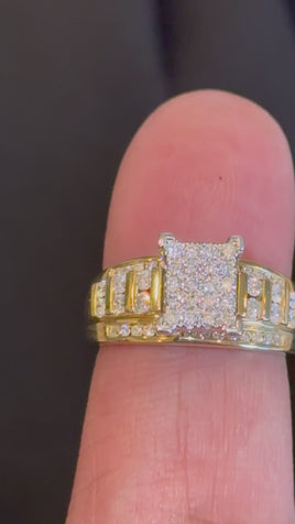 10K YELLOW WHITE GOLD 1 CARAT NATURAL DIAMOND ENGAGEMENT RING WEDDING RING BRIDAL