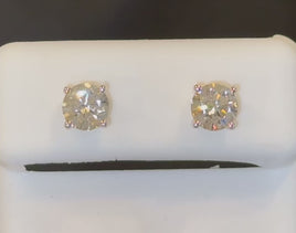 14K YELLOW GOLD 1.46 CARAT CERTIFIED LAB GROWN DIAMONDS 6 MM STUDS EARRINGS