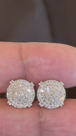 .68 CARAT CERTIFIED LAB GROWN DIAMONDS 12 MM STERLING SILVER RHODIUM PLATED STUDS EARRINGS