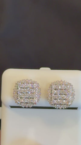 1.03 CARAT CERTIFED LAB GROWN DIAMONDS STERLING SILVER GOLD PLATED 10 MM STUDS EARRINGS