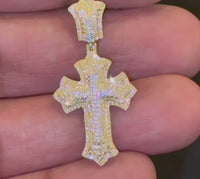 
              10K YELLOW GOLD .40 CARAT 1 INCH NATURAL DIAMOND CROSS PENDANT CHARM
            