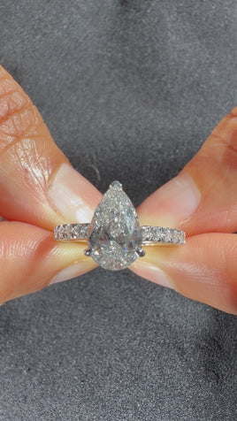 14K WHITE GOLD 1.91 CARAT CERTIFIED LAB GROWN DIAMONDS ENGAGEMENT WEDDING RING