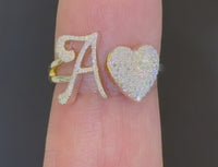 
              10K YELLOW GOLD .25 CARAT WOMENS NATURAL DIAMOND HEART & LETTER INITIAL A RING
            