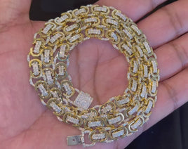 7.16 CARAT STERLING SILVER GOLD PLATED 22 INCHES 10 MM CERTIFIED LAB GROWN DIAMONDS CHAIN NECKLACE
