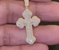 
              10K YELLOW GOLD .75 CARAT 1.50 INCHES REAL DIAMOND MEN CROSS PENDANT CHARM CROSS
            