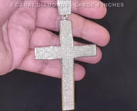 
              3 CARAT LARGE 4 INCHES REAL DIAMONDS STERLING SILVER RHODIUM PLATING CROSS CHARM PENDANT
            