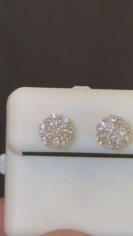 1.04 CARAT STERLING SILVER GOLD PLATED 8 MM CERTIFIED LAB GROWN DIAMONDS STUDS EARRINGS
