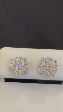 1.04 CARAT CERTIFED LAB GROWN DIAMONDS STERLING SILVER 8 MM STUDS EARRINGS