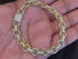 2.50 CARAT STERLING SILVER GOLD PLATED 8 INCHES 9.5 MM CERTIFIED LAB GROWN DIAMONDS BRACELET