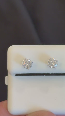 14K WHITE GOLD 1 CARAT CERTIFIED LAB GROWN DIAMONDS 5 MM SOLITAIRE STUDS EARRINGS