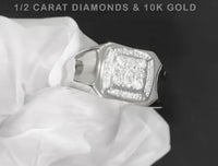 
              10K WHITE GOLD .50 CARAT MENS REAL DIAMOND ENGAGEMENT WEDDING PINKY RING BAND
            