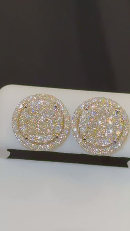 1.26 CARAT STERLING SILVER GOLD PLATED 13 MM CERTIFIED LAB GROWN DIAMONDS STUDS EARRINGS