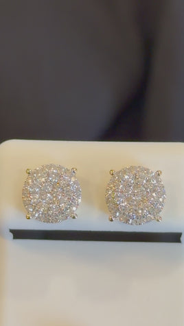 .66 CARAT CERTIFED LAB GROWN DIAMONDS STERLING SILVER GOLD PLATED 9 MM STUDS EARRINGS