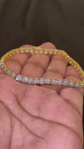 .60 CARAT NATURAL DIAMONDS STERLING SILVER GOLD PLATED FANUC BRACELET - 7 INCHES - 4 MM