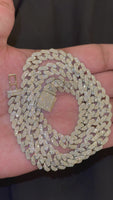 
              11.68 CARAT LAB GROWN DIAMONDS STERLING SILVER 22 INCHES 70.96 GRAMS 9 MM CUBAN LINK CHAIN NECKLACE
            