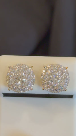 1.62 CARAT CERTIFED LAB GROWN DIAMONDS STERLING SILVER GOLD PLATED 10 MM STUDS EARRINGS